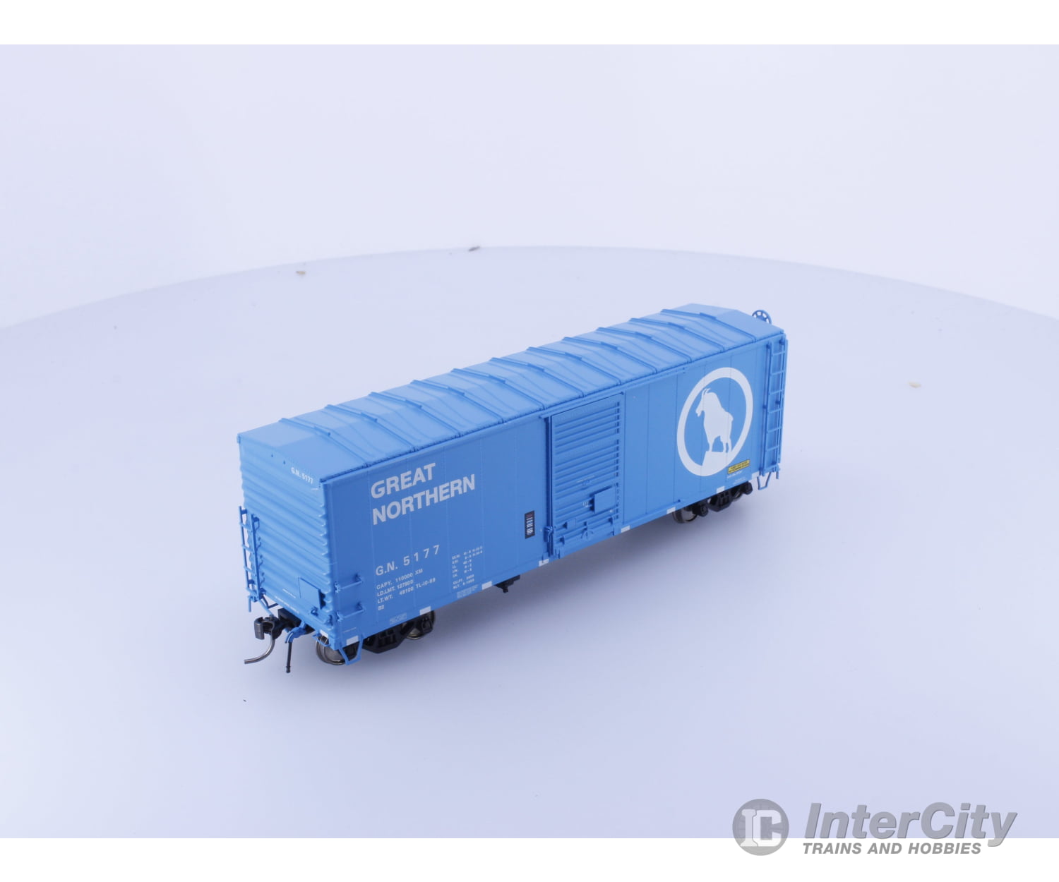 Rapido 155007A HO 40’ Box Car With Late IDNE Big Sky Blue Great Northern (GN) 5177 Freight Cars