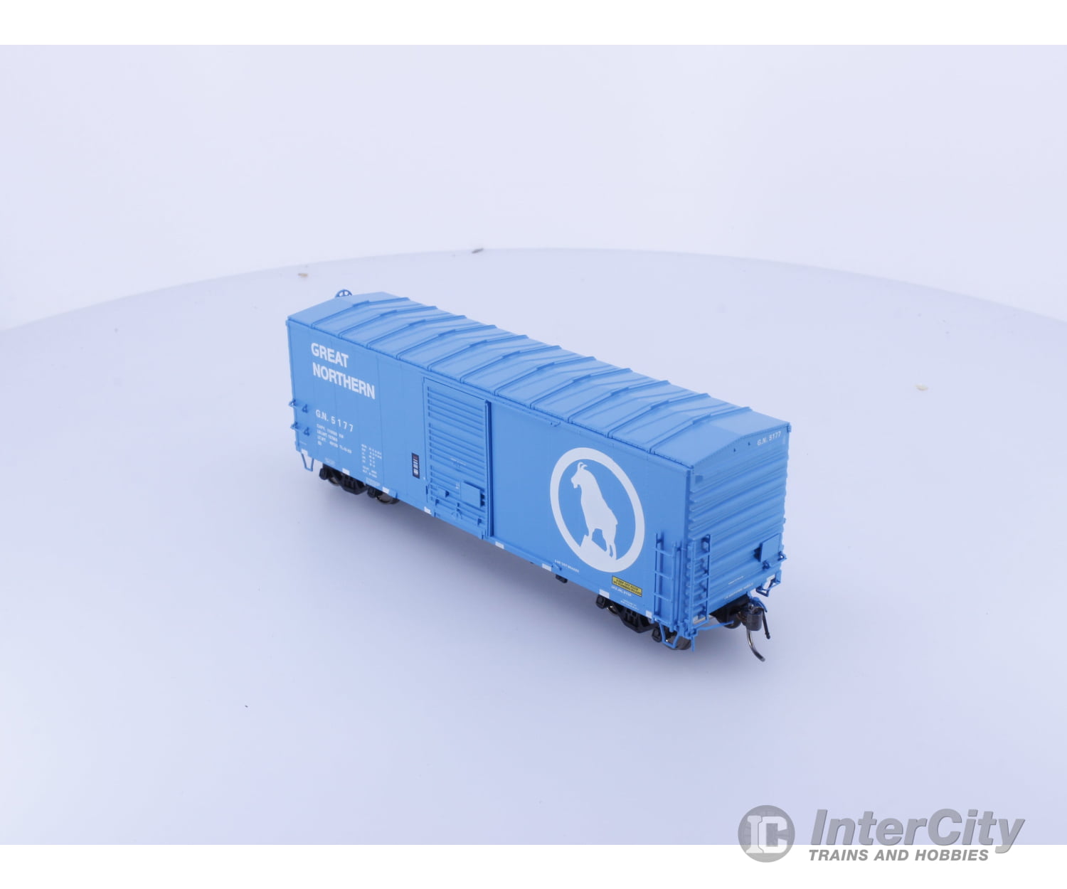 Rapido 155007A HO 40’ Box Car With Late IDNE Big Sky Blue Great Northern (GN) 5177 Freight Cars