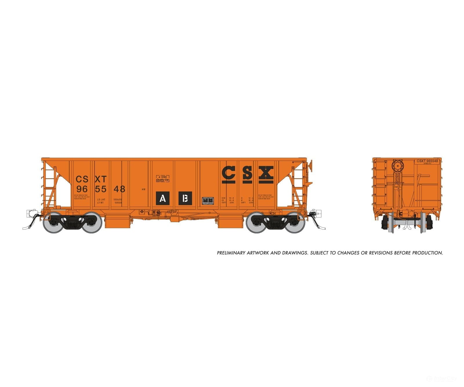 Rapido 158019 Ho Nsc Ballast Car: Csx: 3-Pack #2 Freight Cars