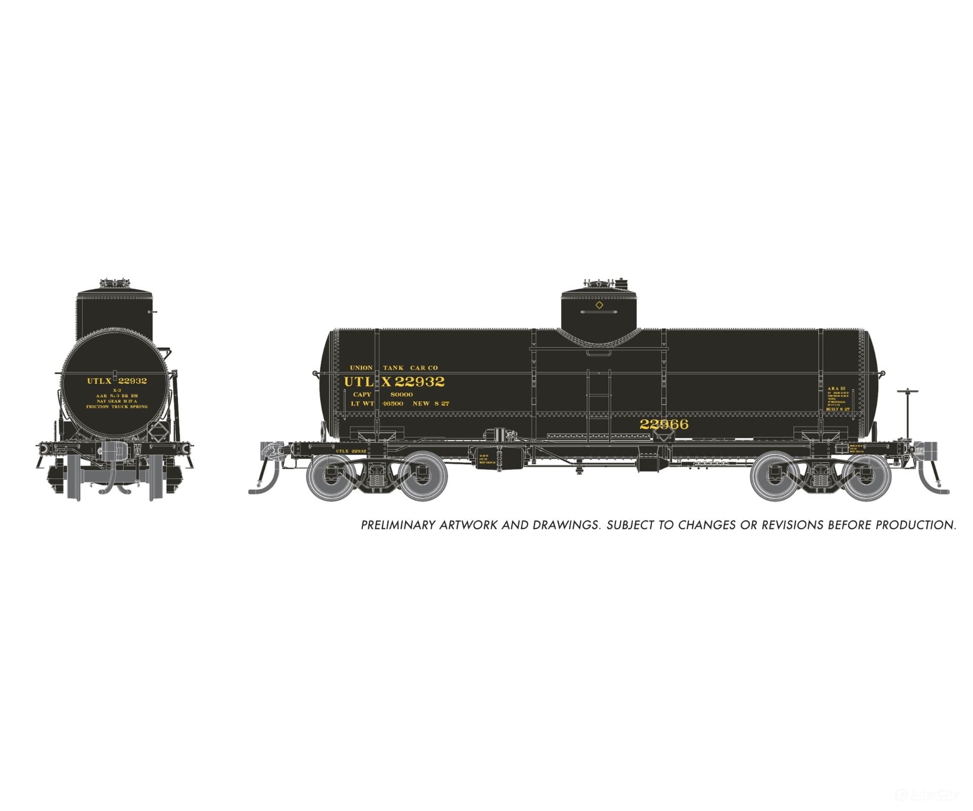 Rapido 159104A HO Union X-3 8K gal Tankcar: UTLX - 1950s Paint Scheme: Single Car #3 Freight Cars