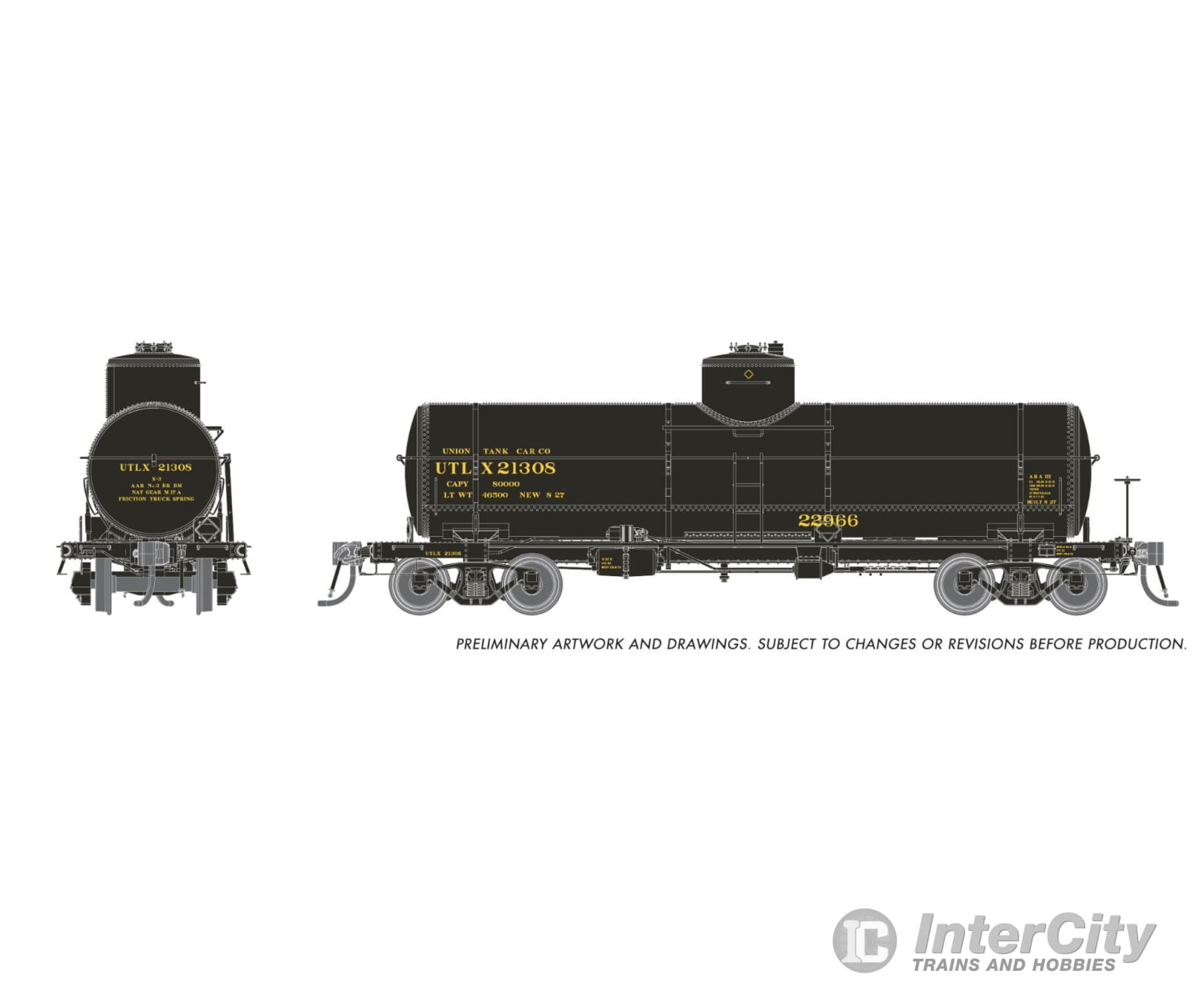 Rapido 159105A HO Union X-3 8K gal Tankcar: UTLX - 1950s Paint Scheme: Single Car #4 Freight Cars