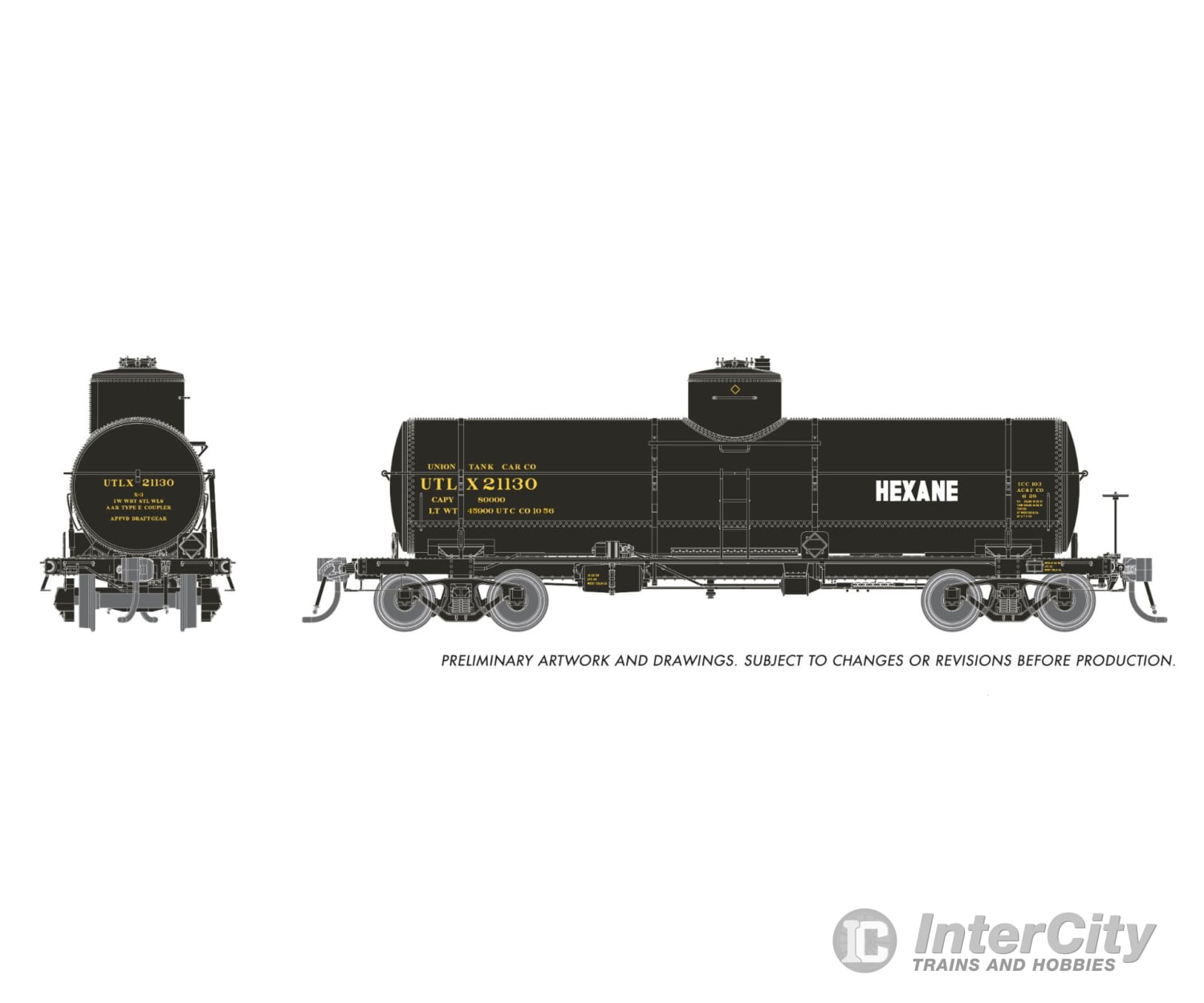 Rapido 159108A HO Union X-3 8K gal Tankcar: UTLX - Hexane: Single Car Freight Cars
