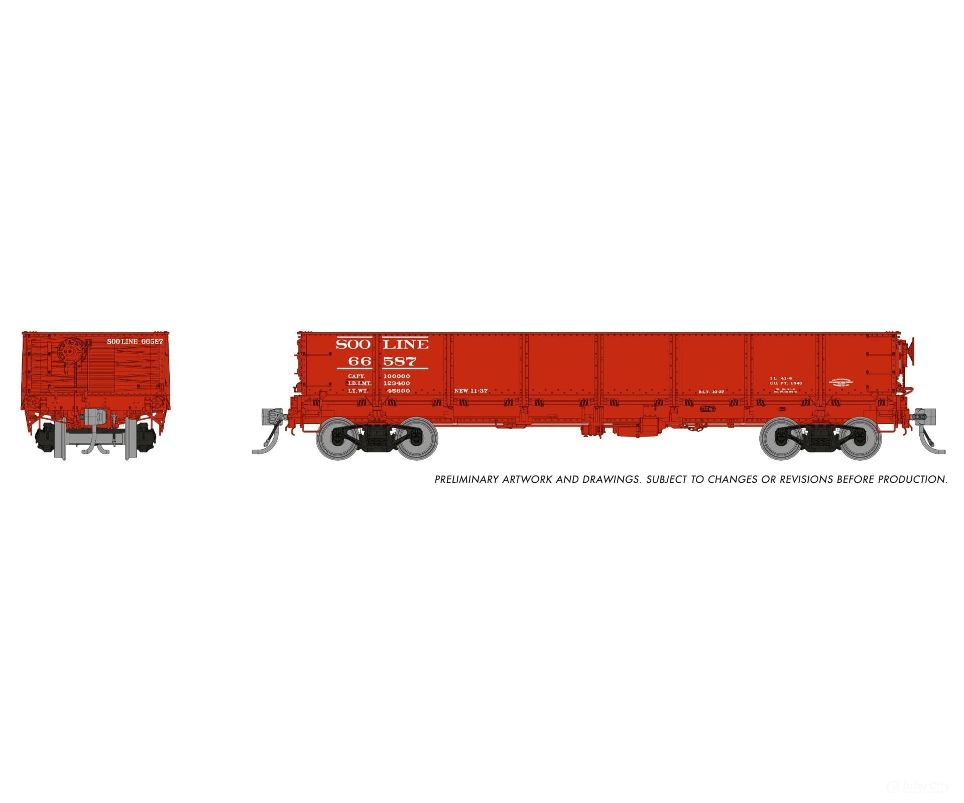 Rapido 163016 HO 40’ Drop Bottom Gondola: SOO Line: 6-Pack Freight Cars