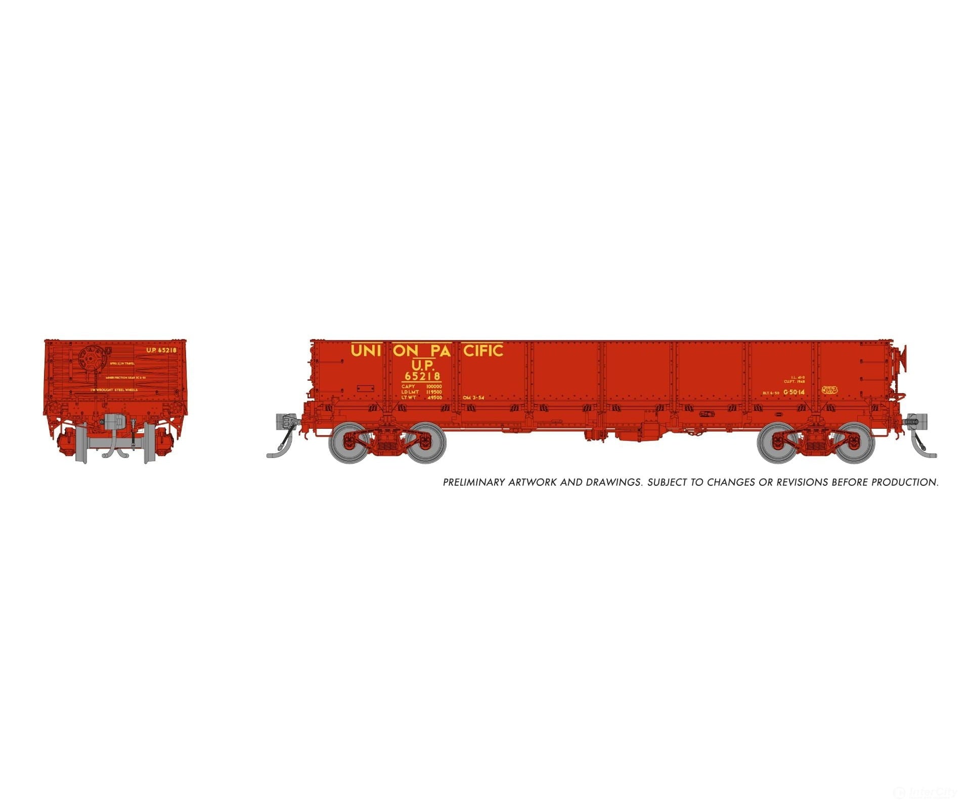 Rapido 163017 HO 40’ Drop Bottom Gondola: Union Pacific: 6-Pack Freight Cars