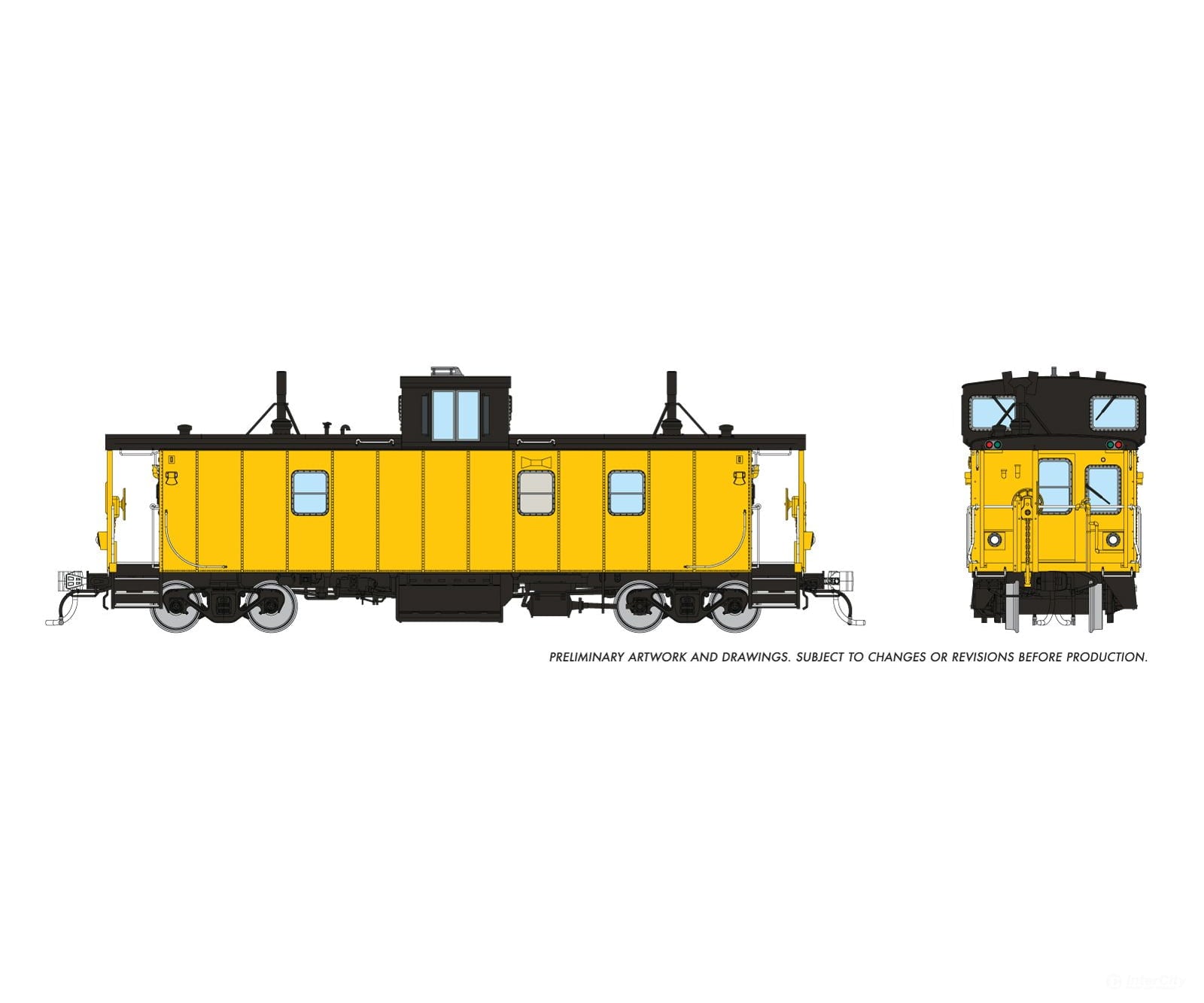 Rapido 166098 HO HS Caboose: Painted/Unlettered - Yellow - Freight Cars
