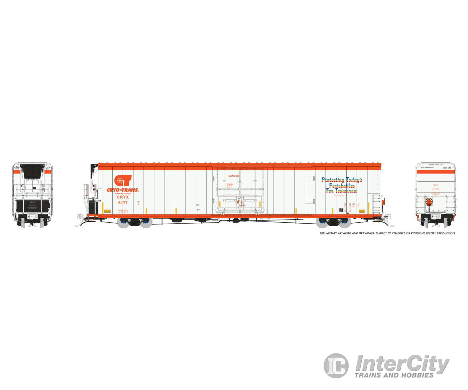 Rapido 167501-4 HO Greenbrier 7780cuft Reefer w/Sound: Cyro-Trans: #5177 Denver Freight Cars