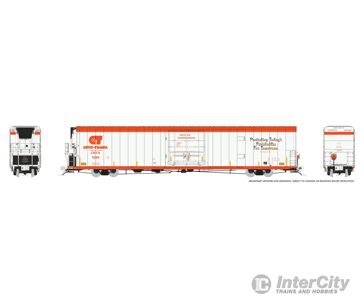 Rapido 167501-6 HO Greenbrier 7780cuft Reefer w/Sound: Cryo-Trans: #5265 Truth or Consequences Freight Cars