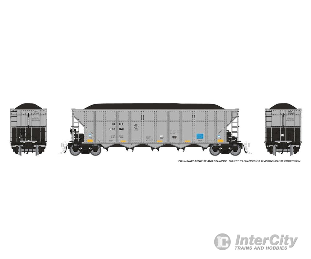 Rapido 169058 HO AutoFlood III Coal Hopper: TXUX: 6-Pack #1 Freight Cars