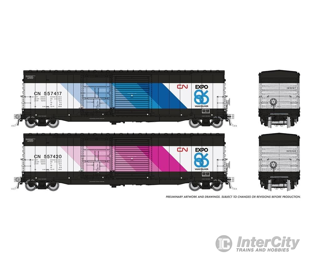 Rapido 173004 Ho Nsc 5304 Boxcar: Cn - Expo 86: 2-Pack Freight Cars