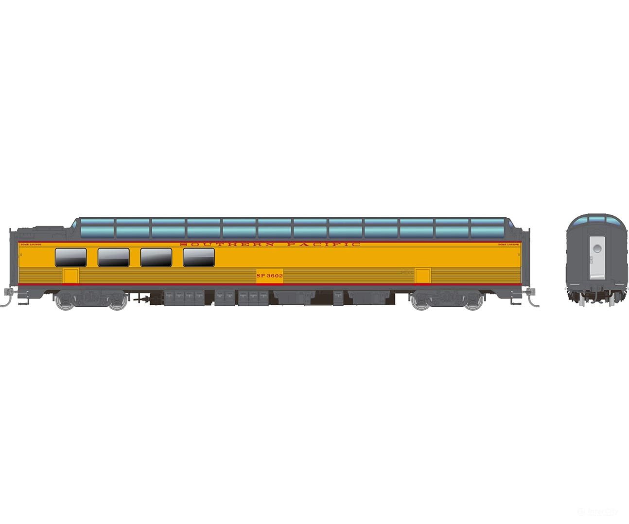 Rapido 175004 Ho Sp Dome-Lounge W/Fluted Sides: - Overland: #3602 Passenger Cars