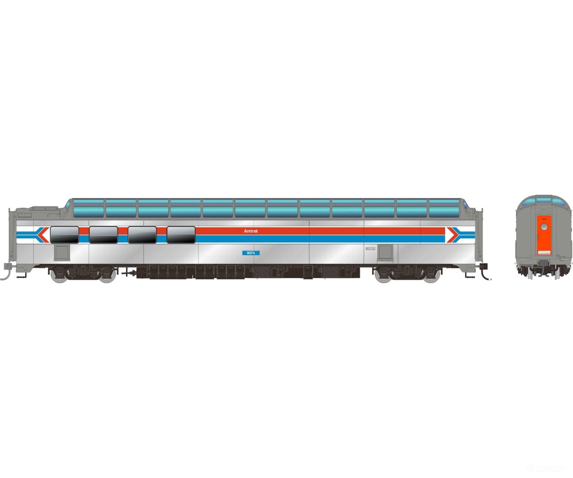 Rapido 175017 HO SP Dome-Lounge w/Flat Sides: Amtrak - Phase 1: #9375 - Passenger Cars