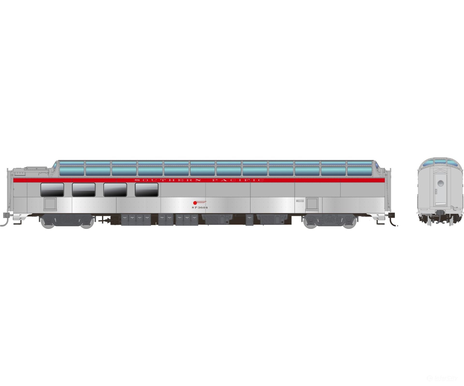 Rapido 175018 HO SP Dome-Lounge w/Flat Sides: Amtrak - Phase 1 Leased: SP 3603 - Passenger Cars