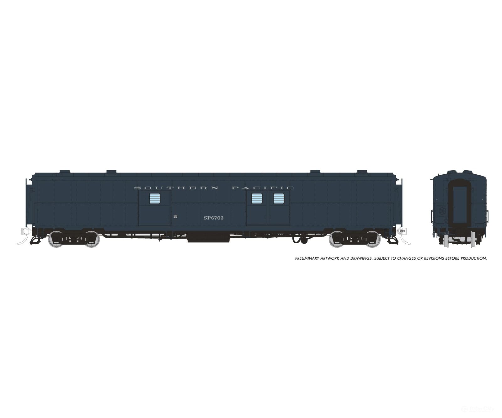 Rapido 176012 HO PC&F Econo Baggage: Southern Pacific Baggage/Express - Late Doors: #6735 Passenger Cars