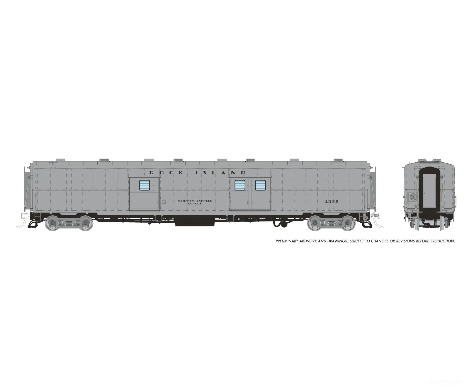 Rapido 176026 HO PC&F Econo Baggage: Rock Island: #4329 Passenger Cars