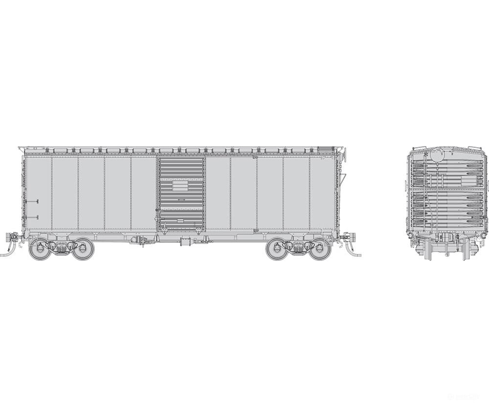 Rapido 180099 HO 1937 AAR 40’ Boxcar - Square corner: Undecorated: Single Car Freight Cars