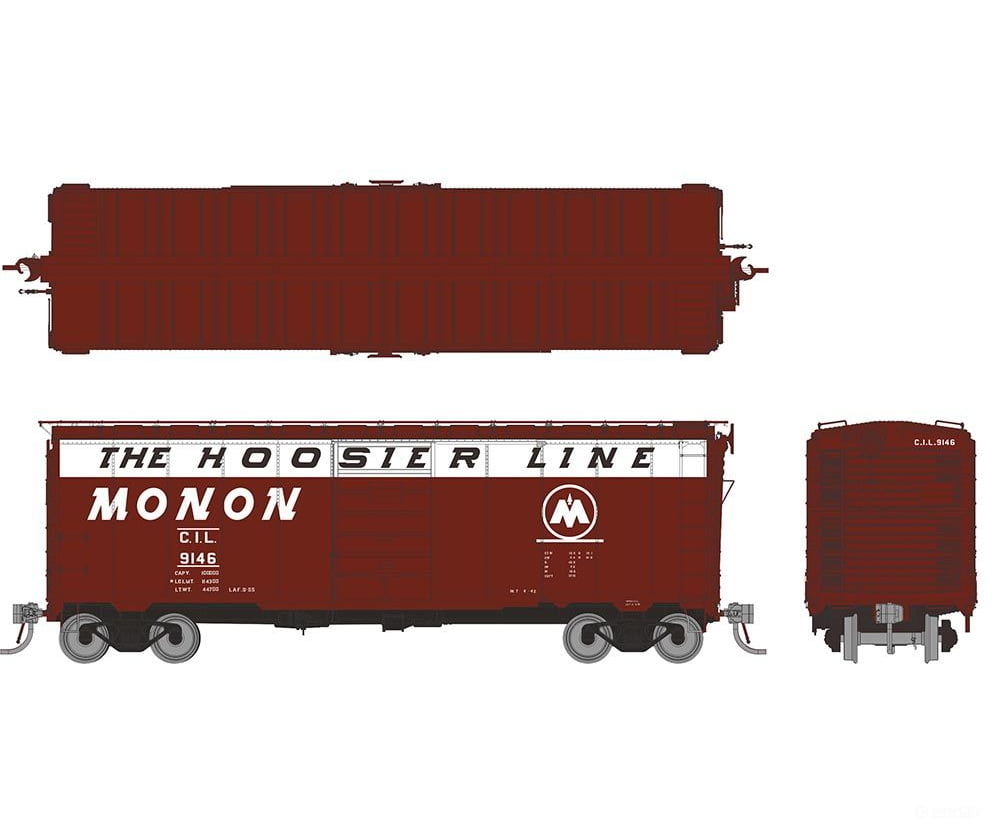 Rapido 181001 HO 1937 AAR 40’ Boxcar - Round corner: CIL (Monon): 6-Pack Freight Cars