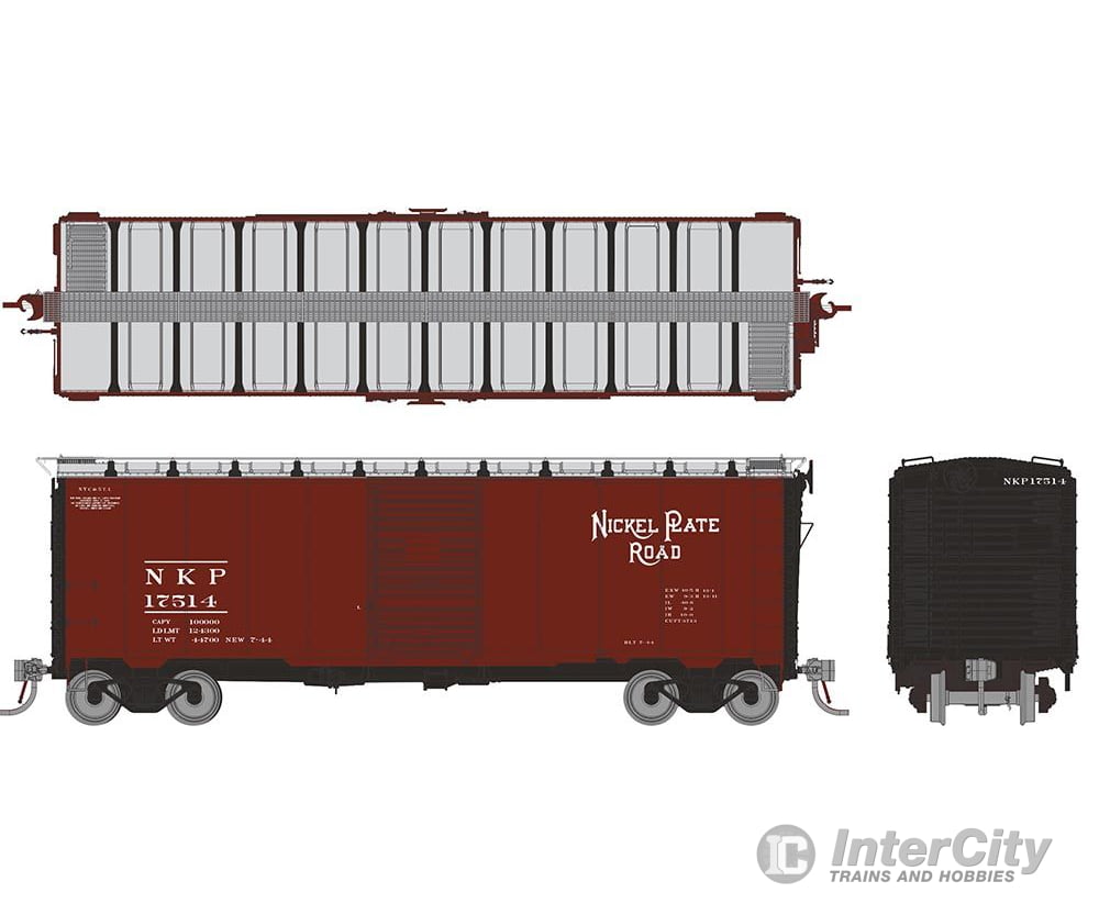 Rapido 181006A HO 1937 AAR 40’ Boxcar - Round corner: NKP: Single Car Freight Cars