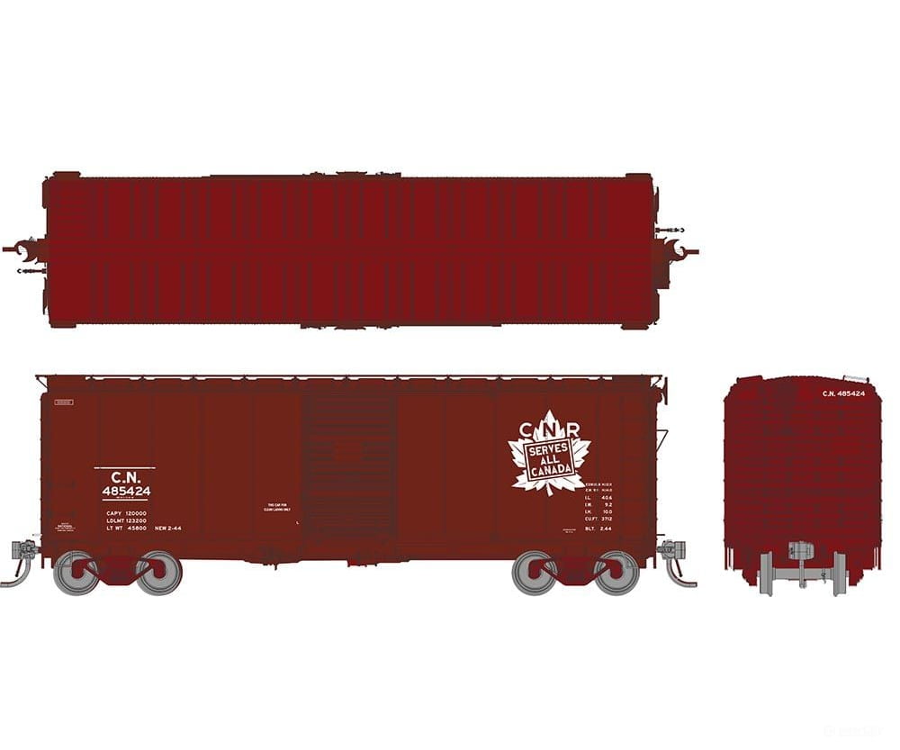Rapido 182001A HO 1937 AAR 40’ Boxcar: CNR - White Leaf Herald: Single Car Freight Cars
