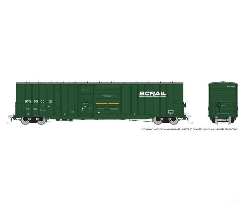 Rapido 191001 HO Trenton Works 6637cuft boxcar: BC Rail - As-Delivered: 6-Pack #1 Freight Cars