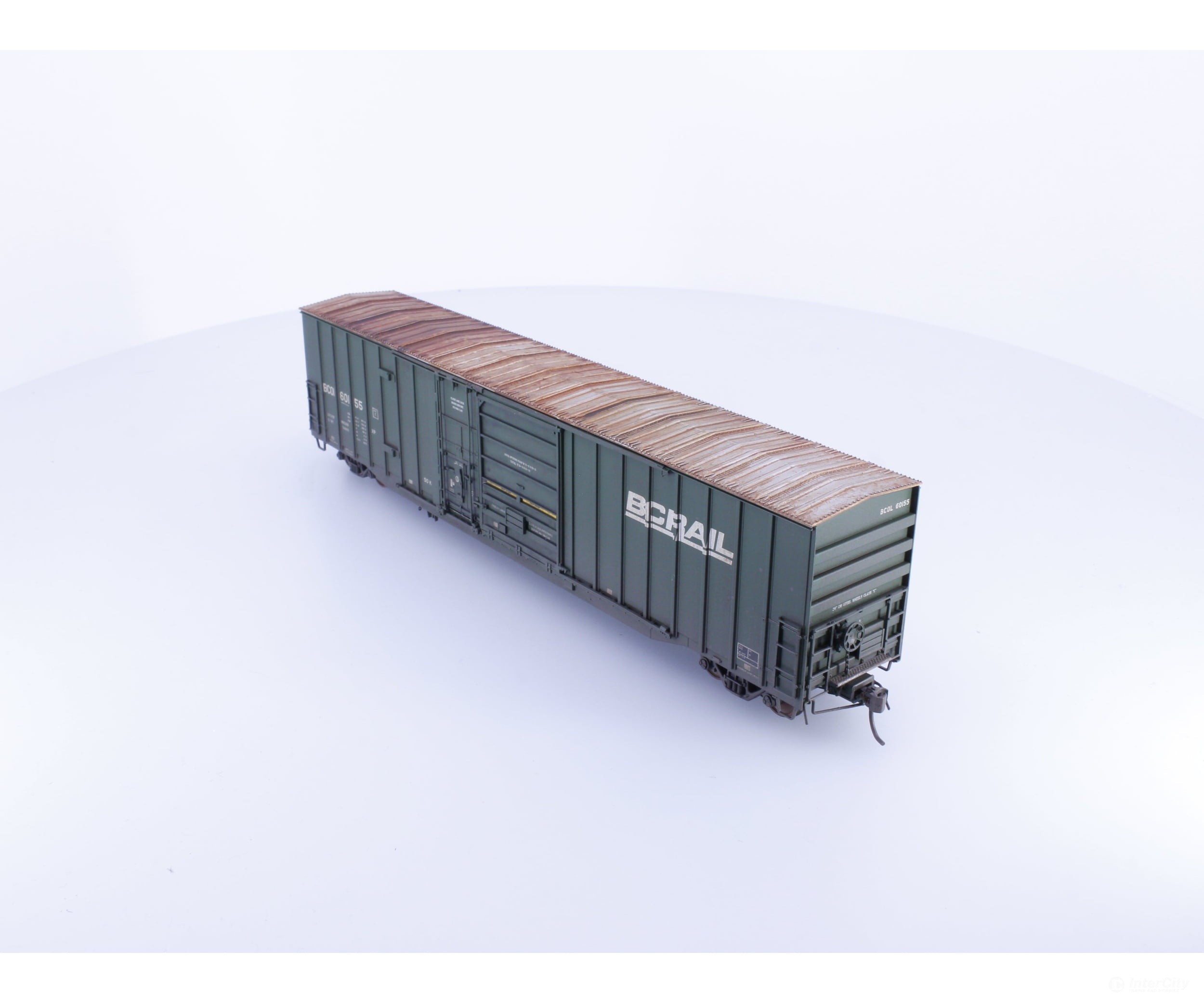 Rapido 191001A-WMT-H HO Trenton Works 6637cuft boxcar: BC Rail - As-Delivered #1 - Weathered by WEATHER MY TRAINS