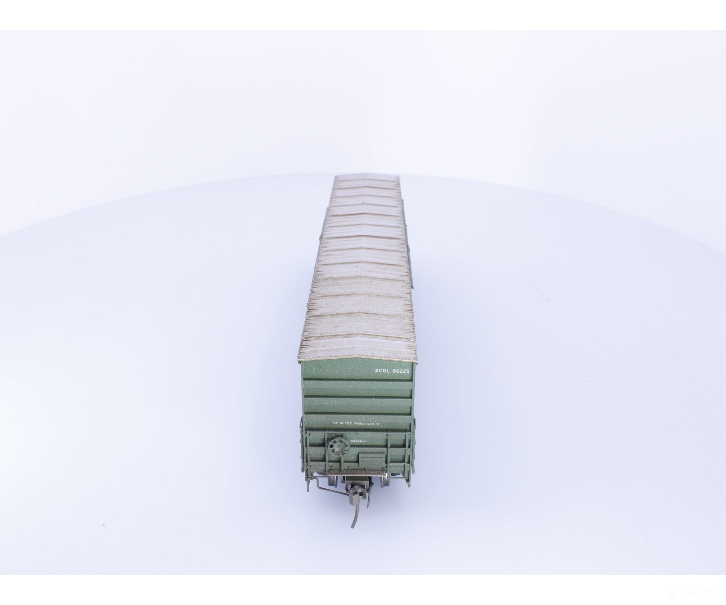 Rapido 191004A-WMT-M HO Trenton Works 6637cuft boxcar: BC Rail - faded w/conspicuity stripes faded #2 - Weathered by