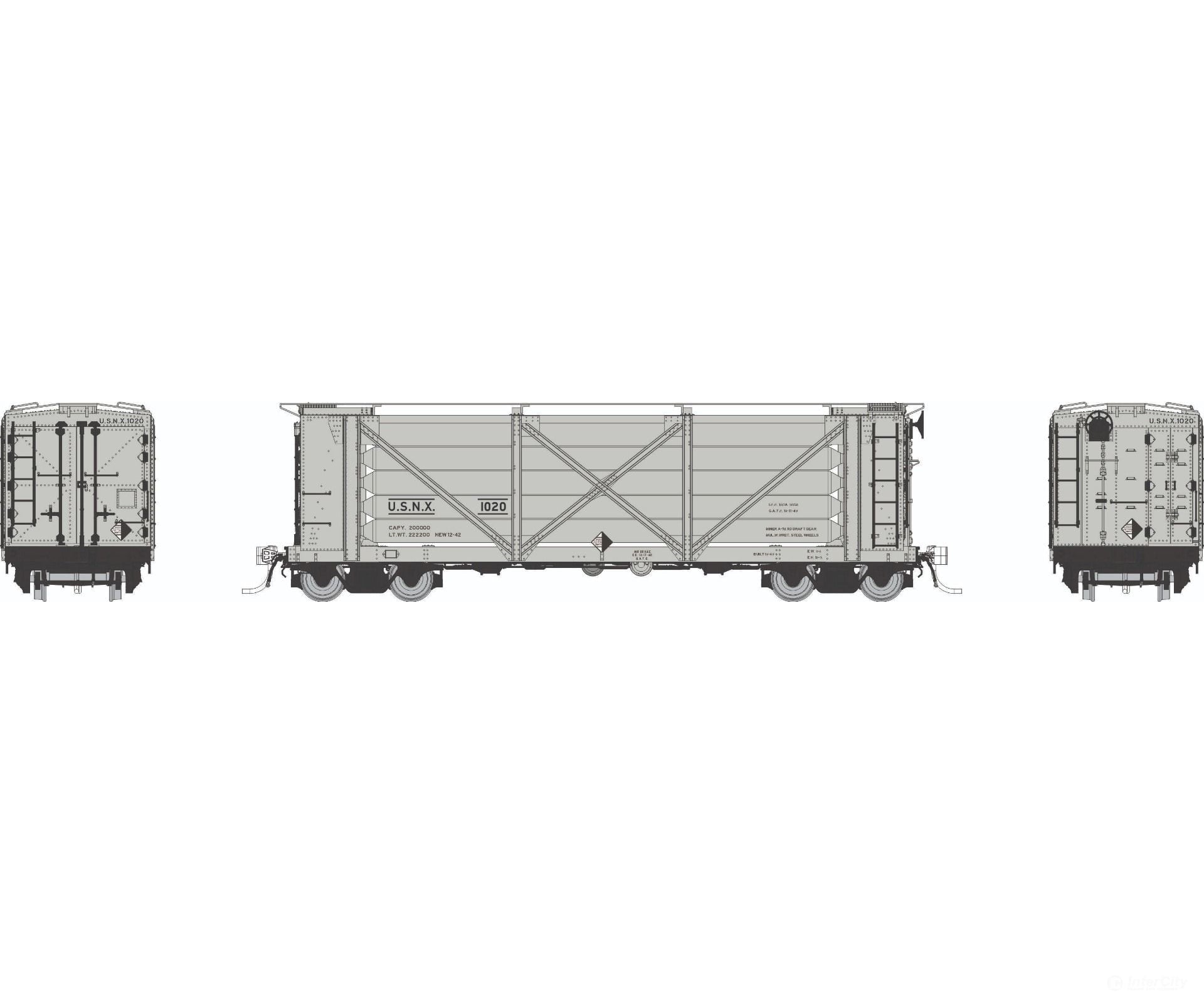 Rapido 195006 HO ACF Helium Car: US Navy (USNX) - All-Silver Scheme: 6-Pack - Freight Cars
