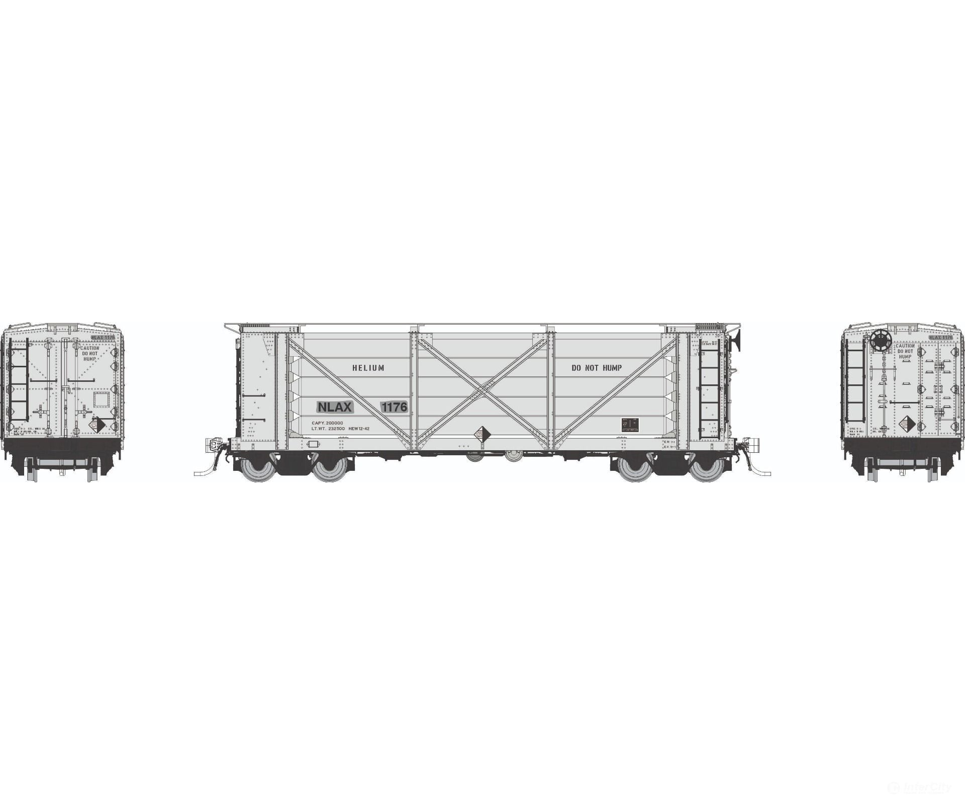 Rapido 195007 HO ACF Helium Car: NASA (NLAX) - All-Silver Scheme: 6-Pack - Freight Cars
