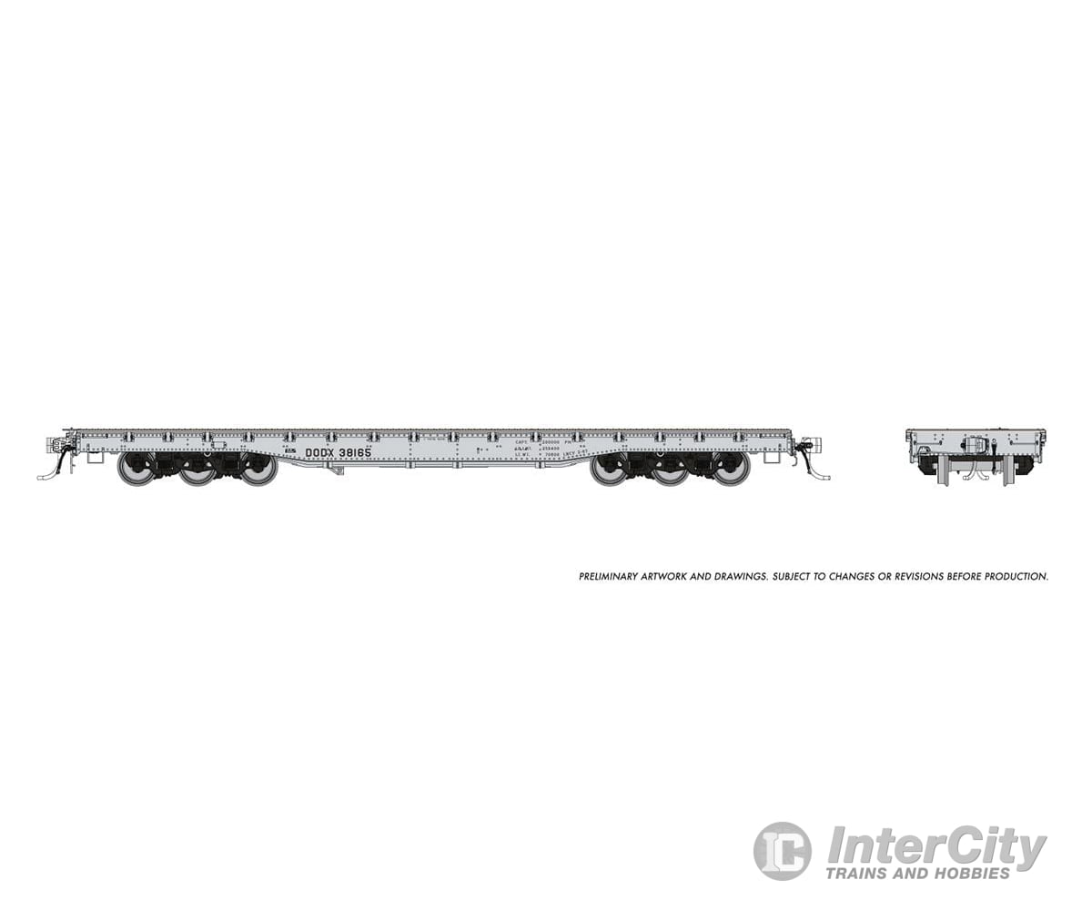 Rapido 199005 Ho Magor 54’ Flatcar: Dodx - Navy Scheme: 6-Pack Freight Cars