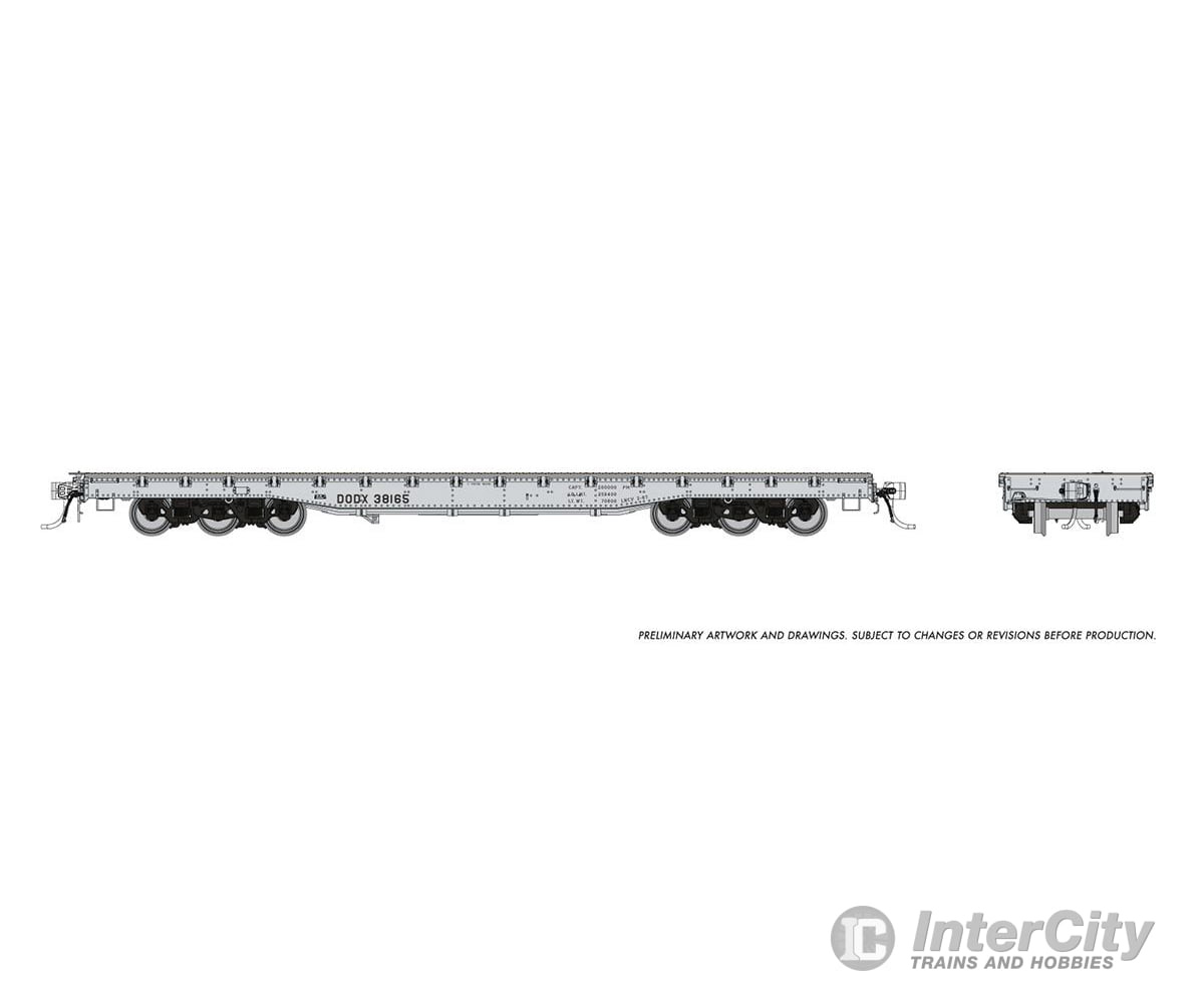 Rapido 199005A Ho Magor 54’ Flatcar: Dodx - Navy Scheme: Single Car Freight Cars