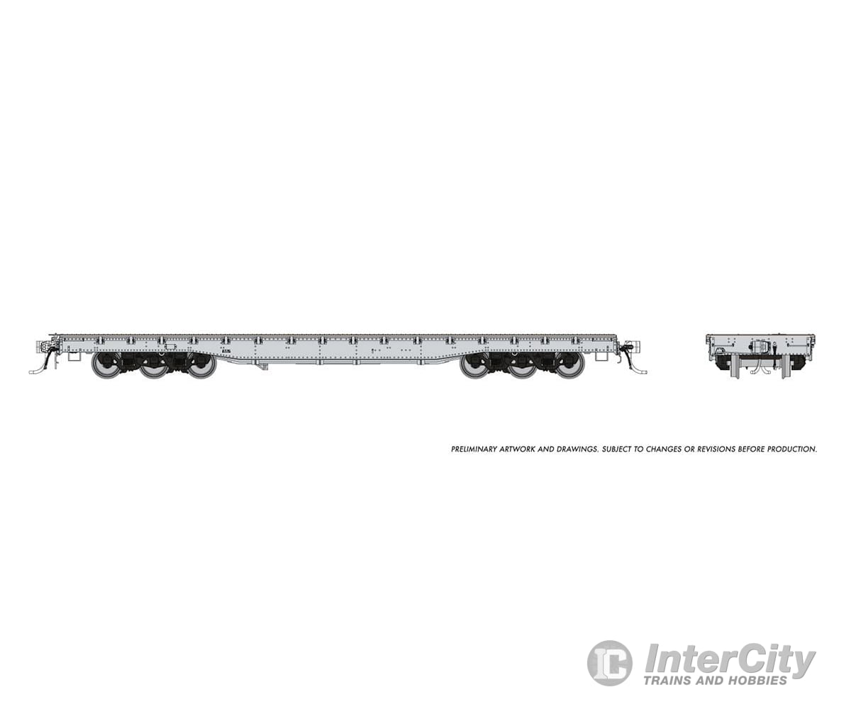 Rapido 199097 Ho Magor 54’ Flatcar: Grey Unlettered: Single Car Freight Cars