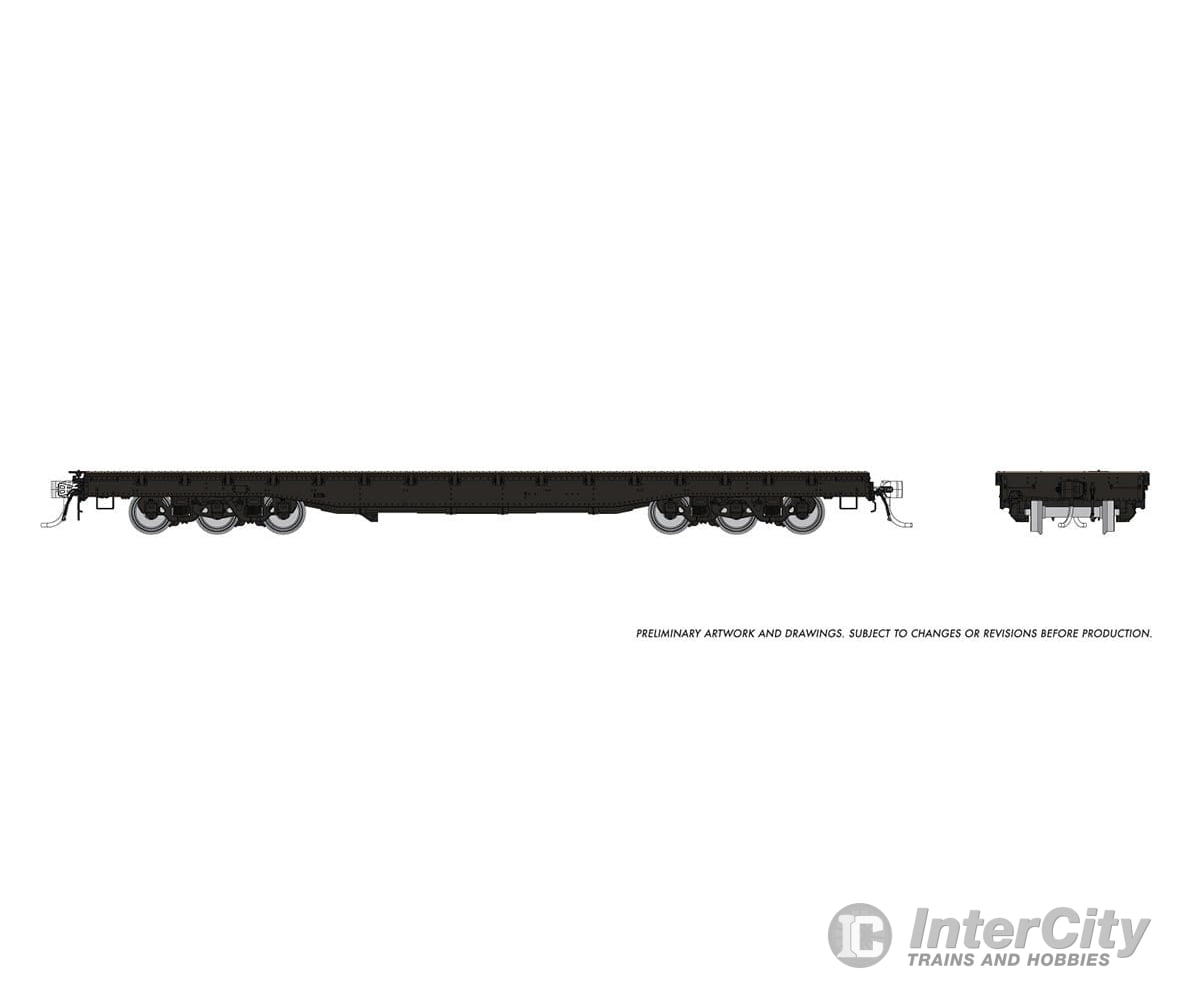 Rapido 199099 Ho Magor 54’ Flatcar: Black Unlettered: Single Car Freight Cars