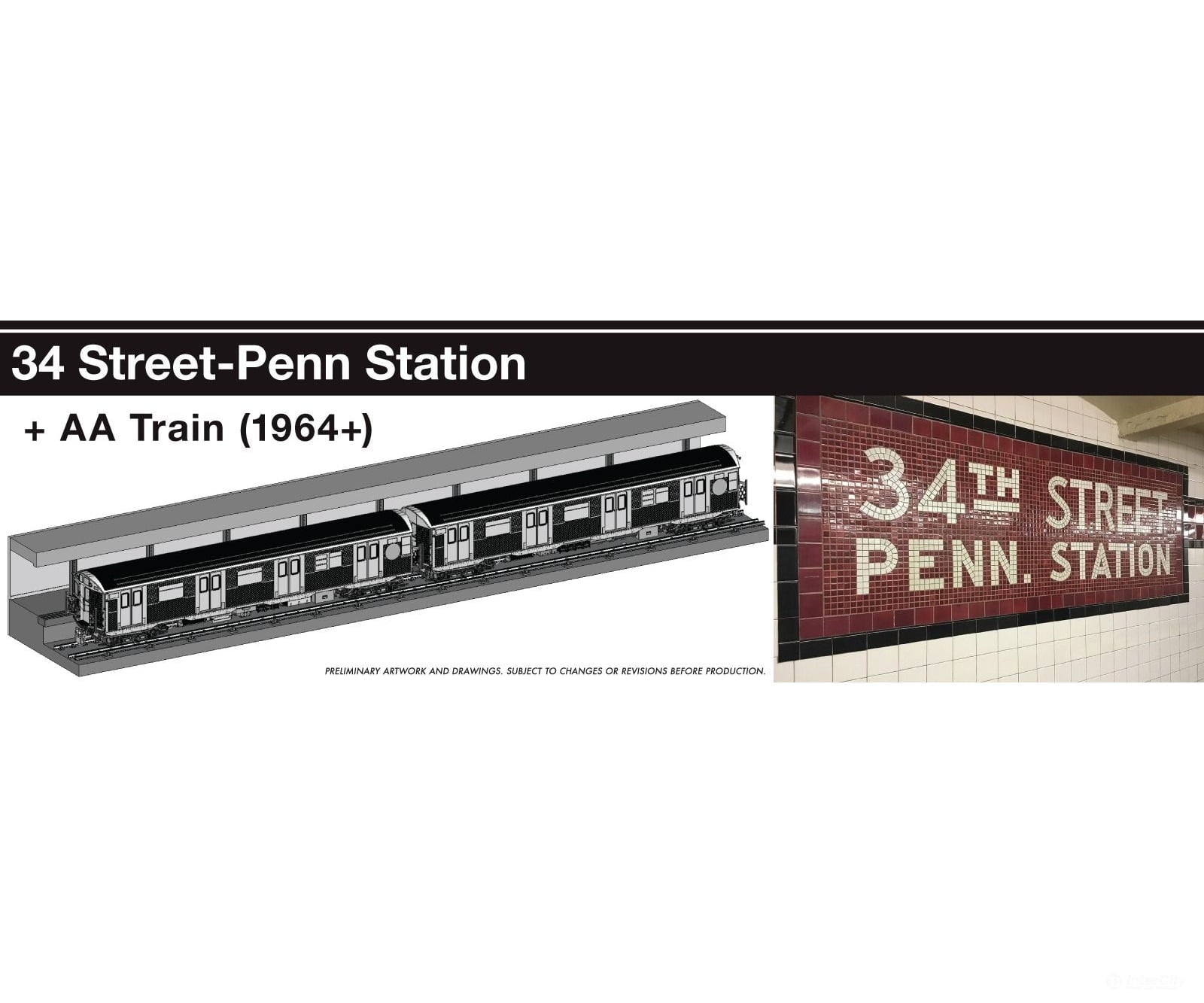 Rapido 209896 HO Scale NYC Subway Lighted Display Set: 34th St-Penn Station + AA Train (1964+) Locomotives