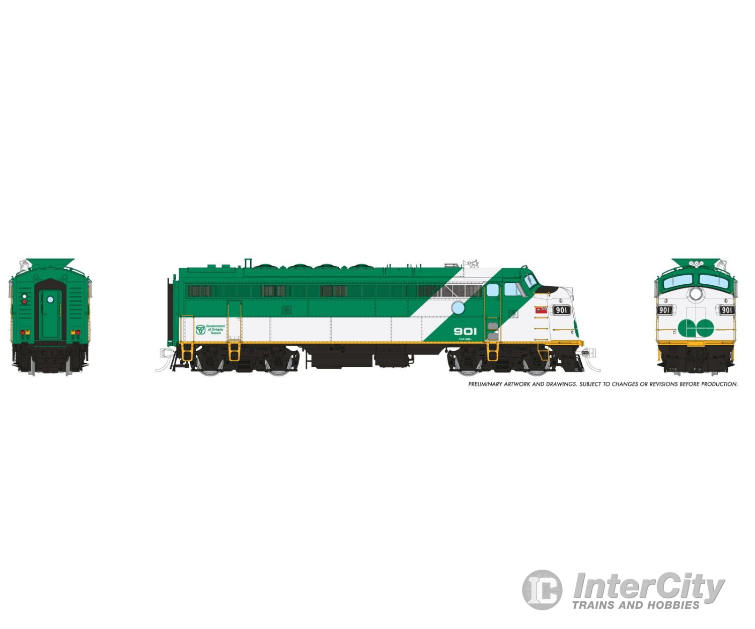 Rapido 222049 HO APCU (DC/Silent): GO - Green & White Early Font: #901 Locomotives