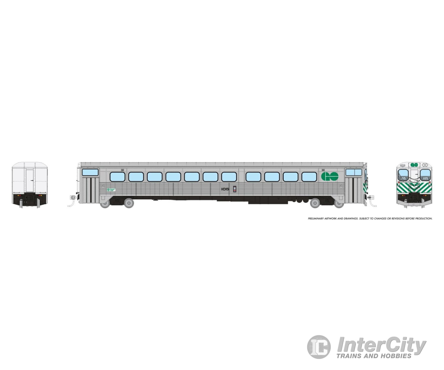 Rapido 226102 HO H-S Commuter Cab Coach: GO Transit: #105 Passenger Cars