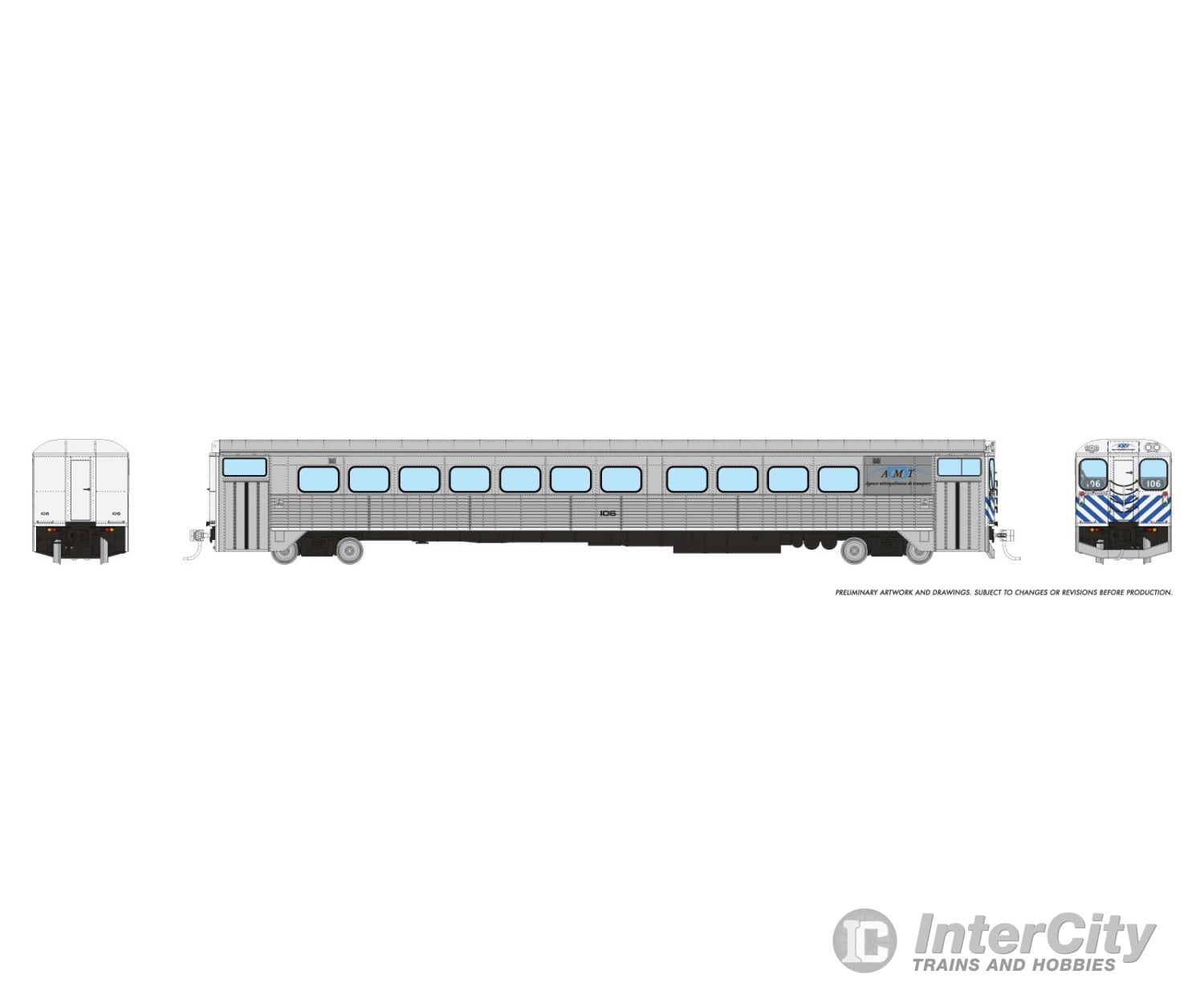 Rapido 226105 HO H-S Commuter Cab Coach: AMT Montreal: #106 Passenger Cars