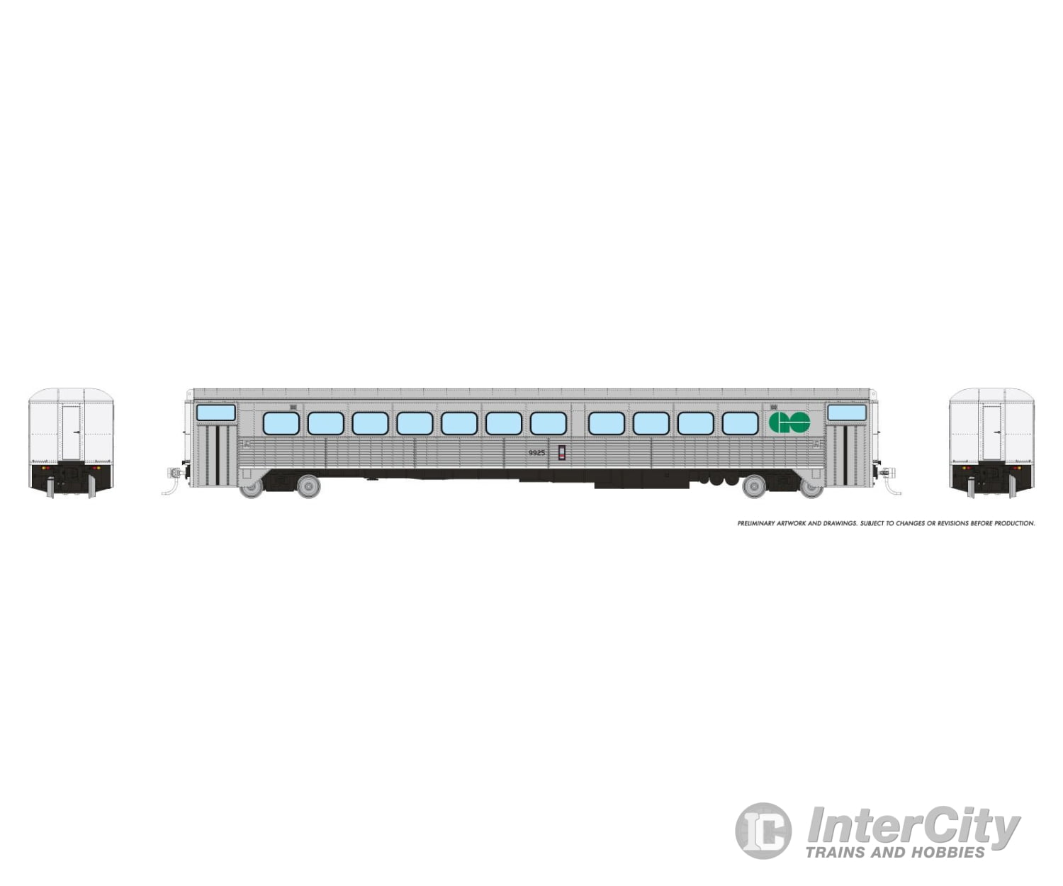 Rapido 226106 HO H-S Commuter Coach: GO Transit - Early: #9925 Passenger Cars
