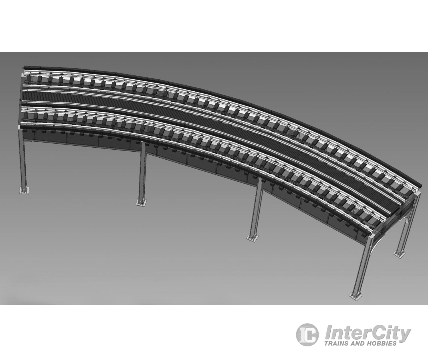 Rapido 301003 HO Elevated Transit Curved Double Track Kit w/Rails Installed (1x 45 degrees) Track & Turnouts