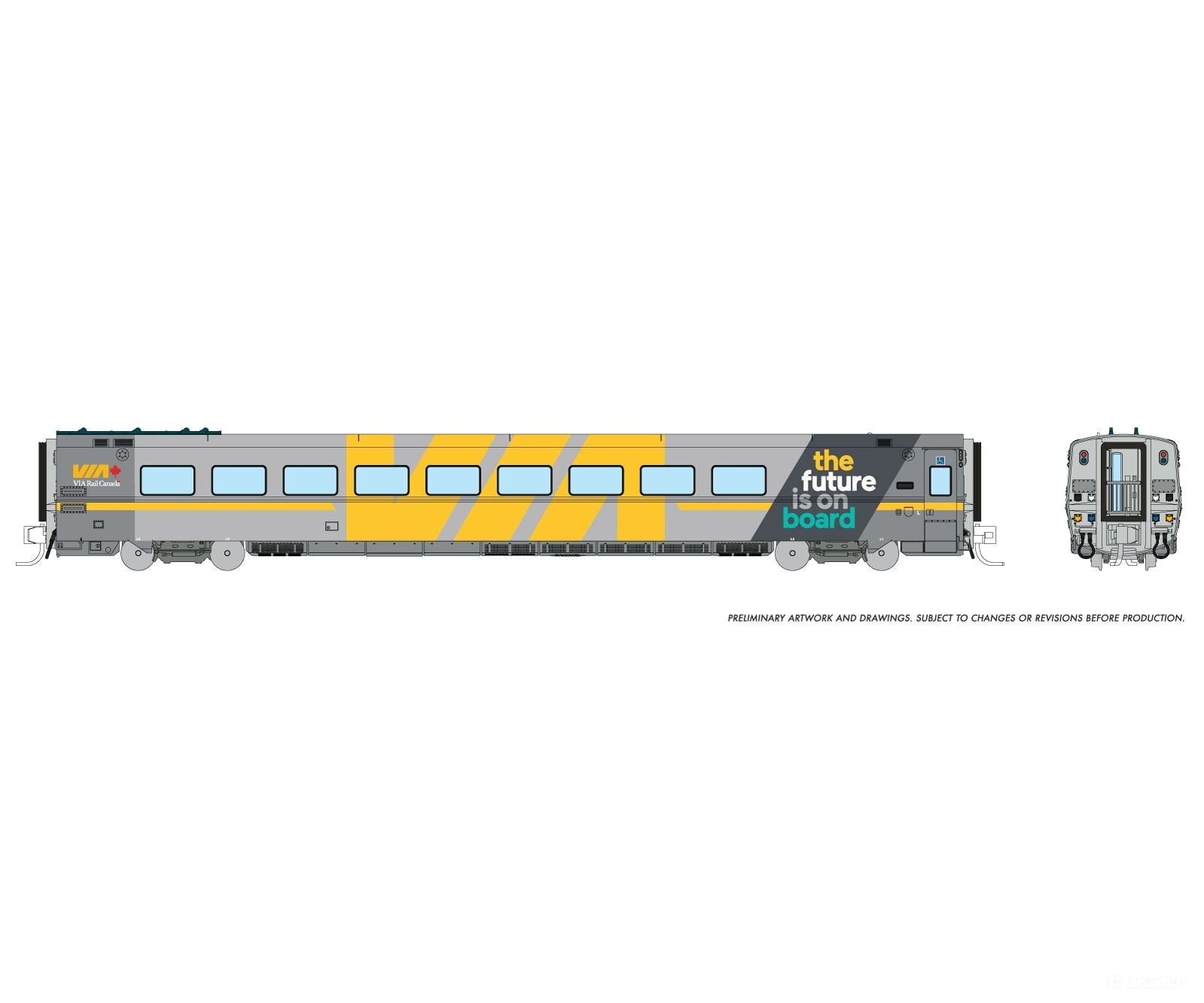 Rapido 508017 N LRC Business Class Coach: VIA Rail - The Future Is On Board Wrap Passenger Cars
