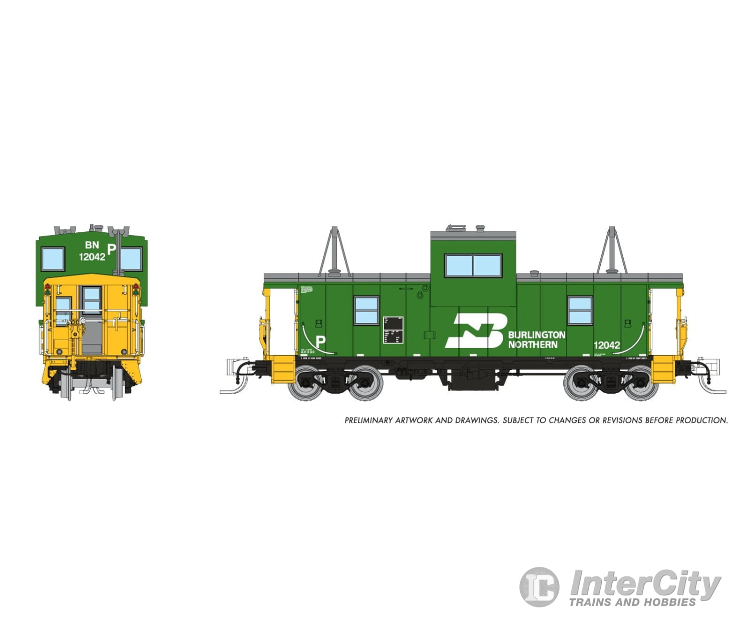 Rapido 510025 N Wide Vision Caboose: Burlington Northern: #12058 Freight Cars