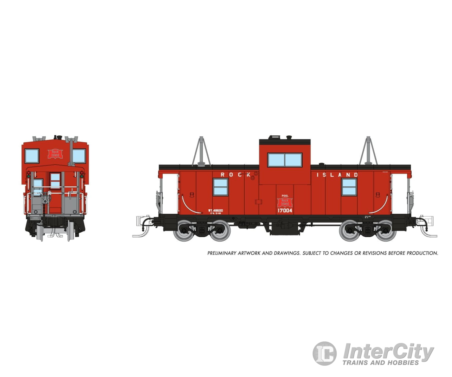 Rapido 510037 N Wide Vision Caboose: Rock Island: #17004 Freight Cars