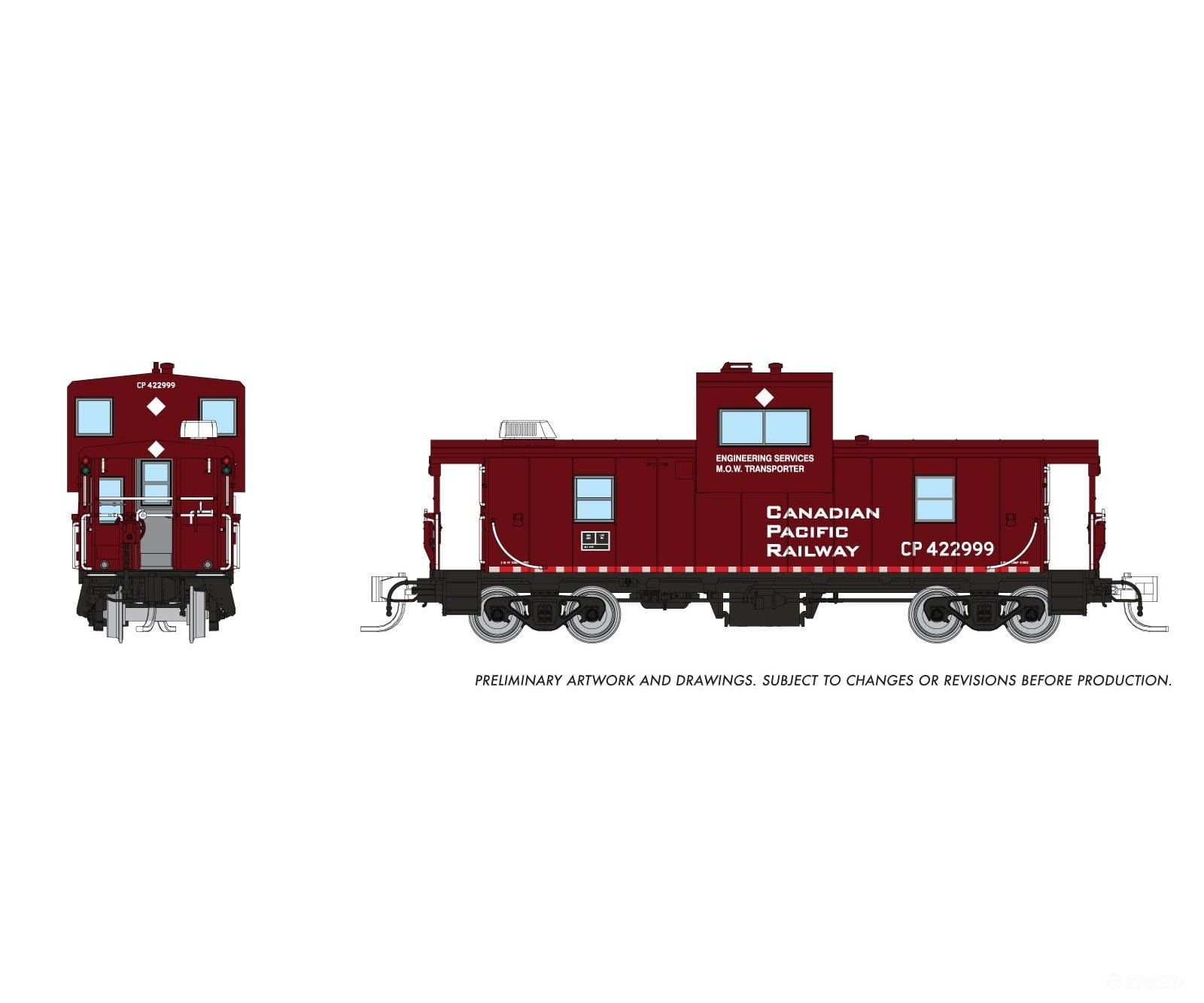 Rapido 510052 N Wide Vision Caboose: CP Rail - Engineering Maroon: #422999 Freight Cars