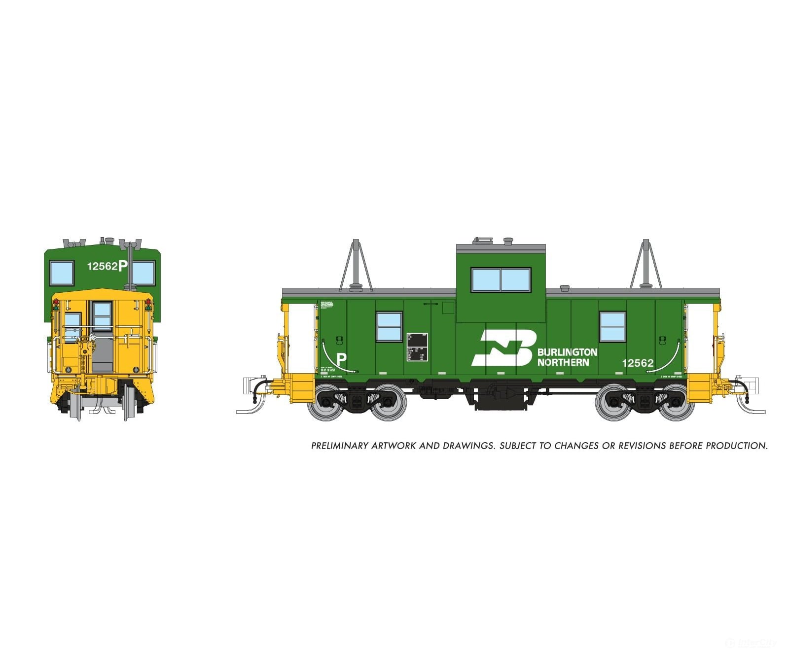 Rapido 510063 N Wide Vision Caboose: Burlington Northern: #12562 Freight Cars