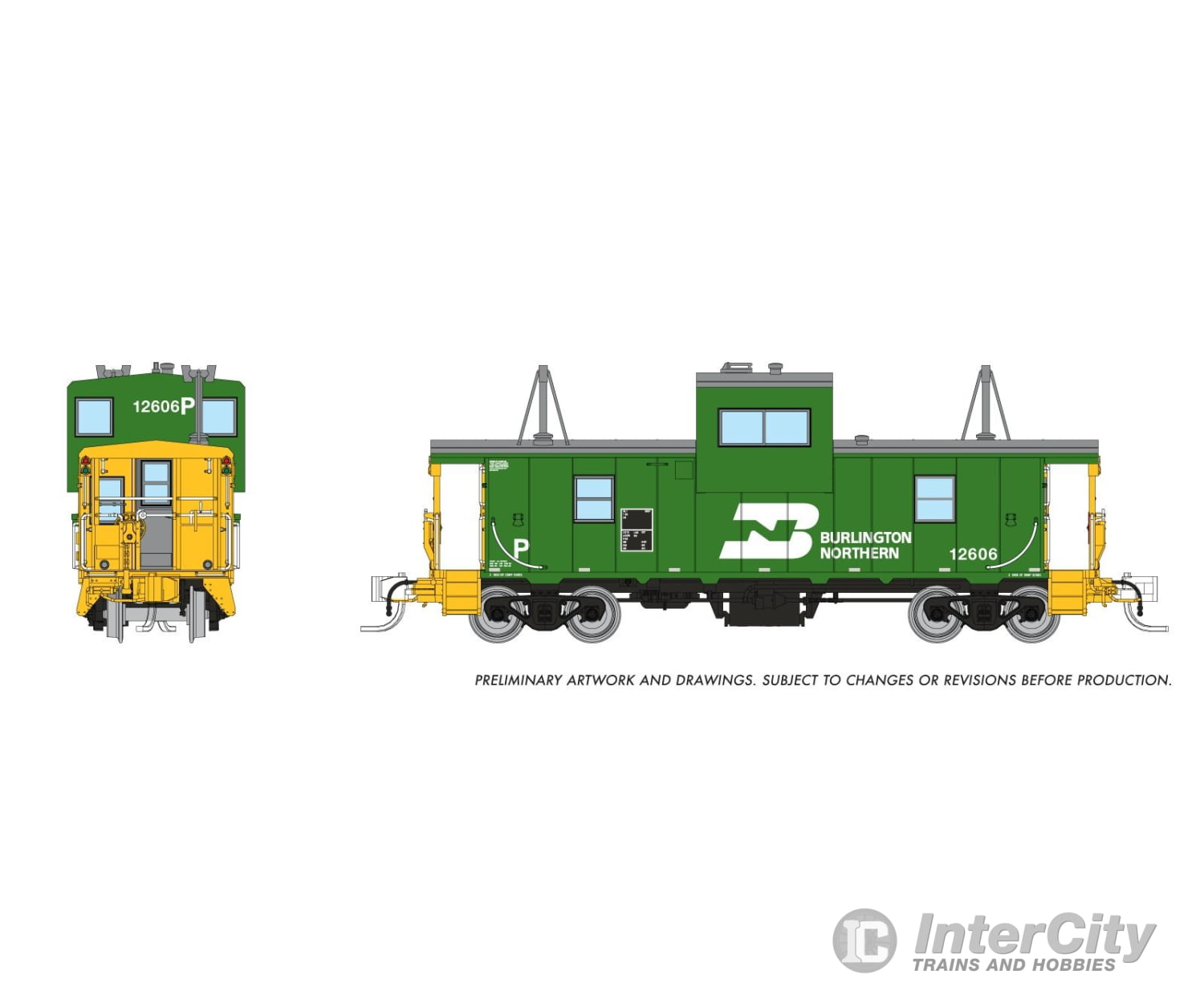 Rapido 510064 N Wide Vision Caboose: Burlington Northern: #12606 Freight Cars