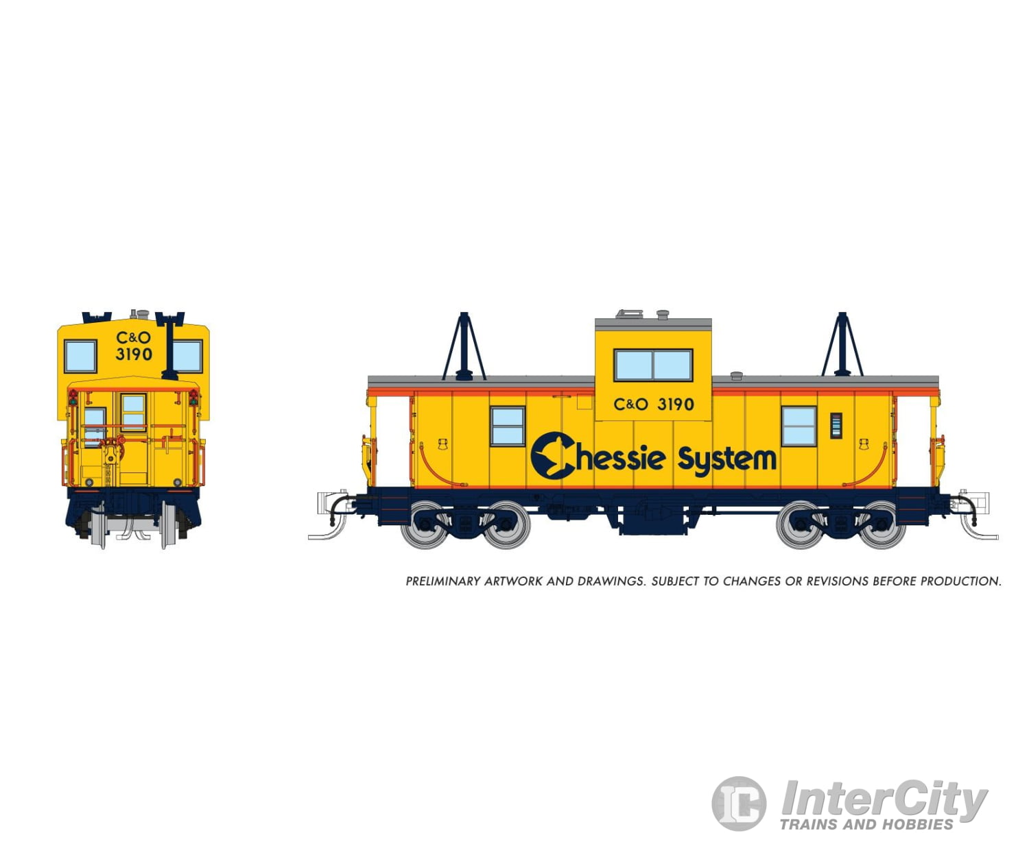Rapido 510067 N Wide Vision Caboose: Chessie (C&O): #3190 Freight Cars