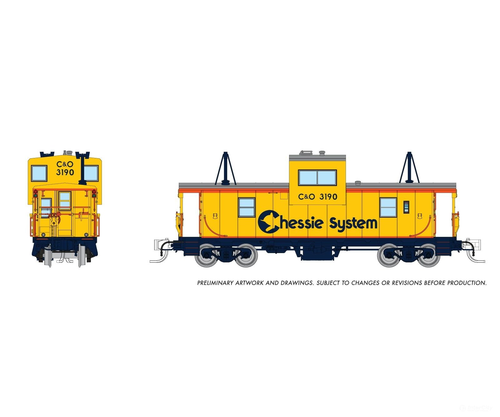 Rapido 510067 N Wide Vision Caboose: Chessie (C&O): #3190 Freight Cars