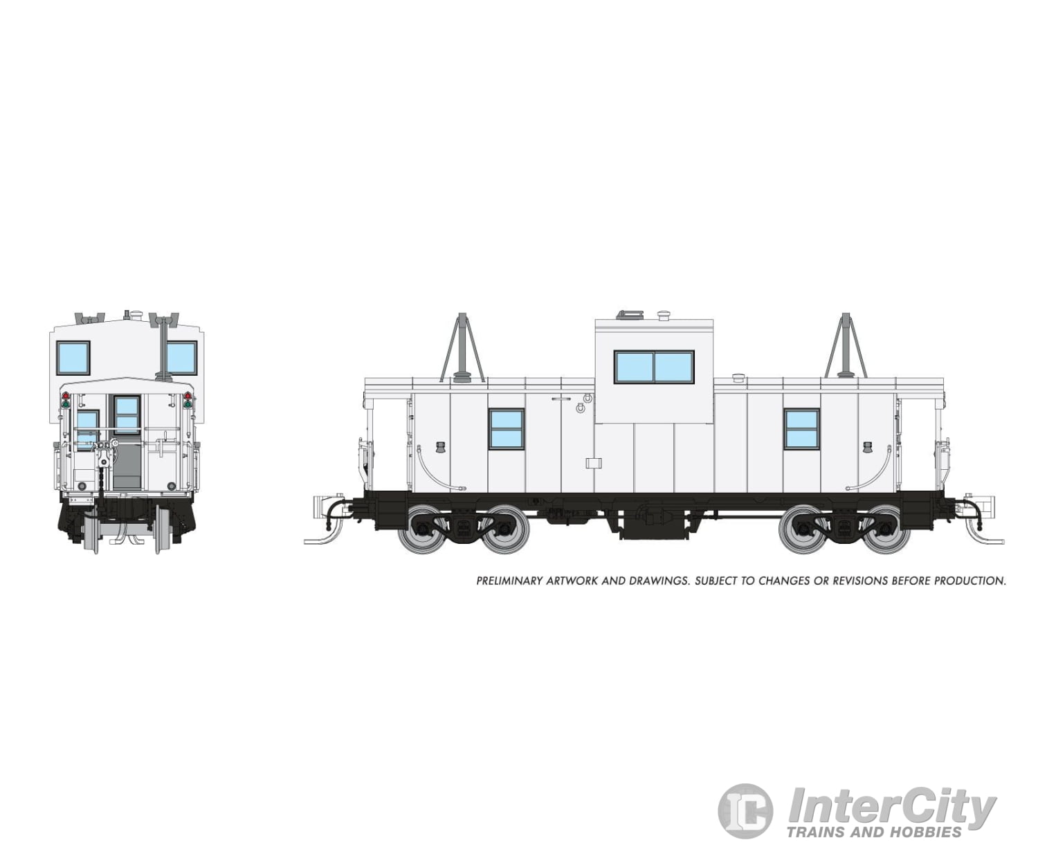 Rapido 510097 N Wide Vision Caboose: Painted Unlettered - White Freight Cars