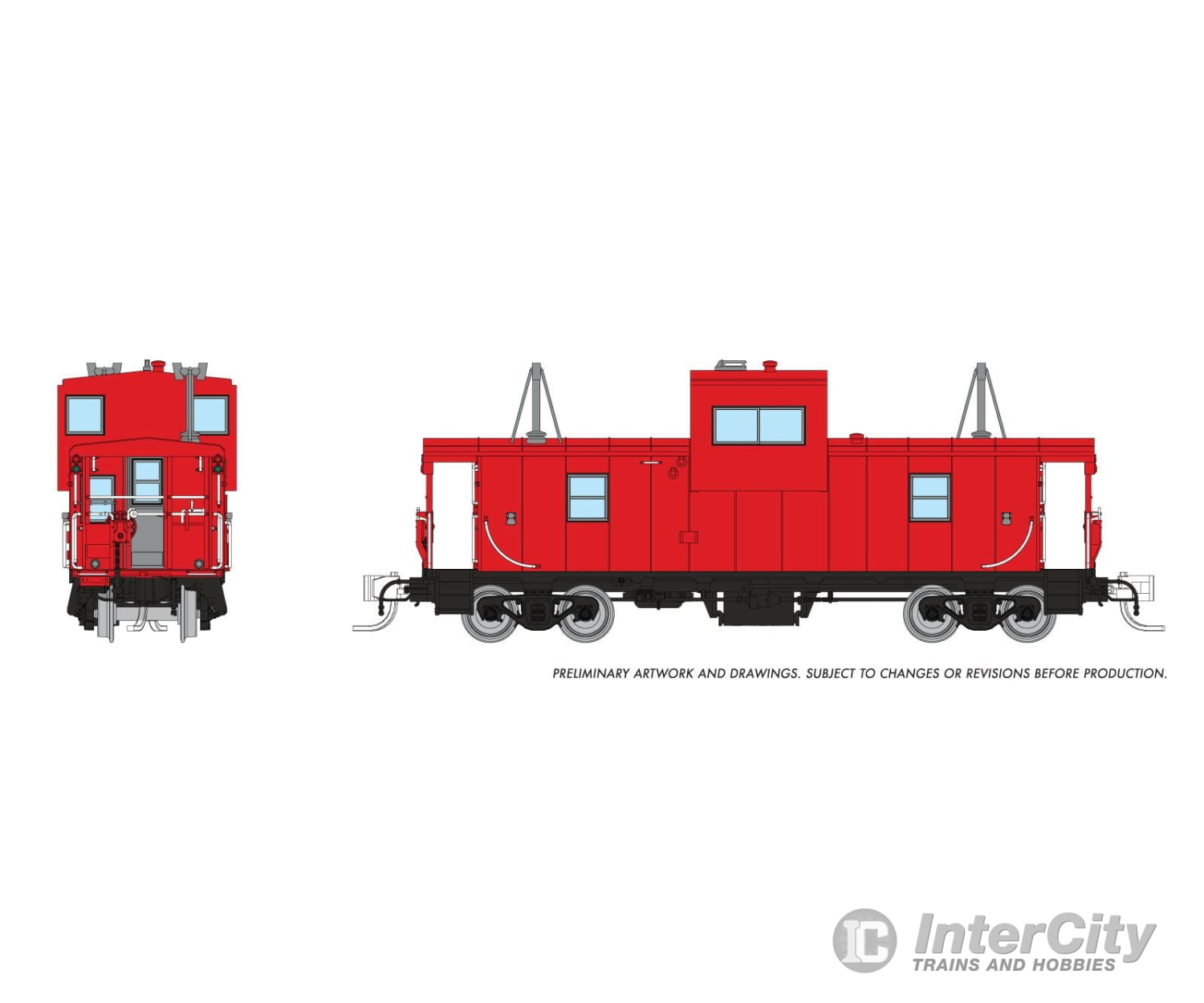 Rapido 510099 N Wide Vision Caboose: Painted Unlettered - Red Freight Cars