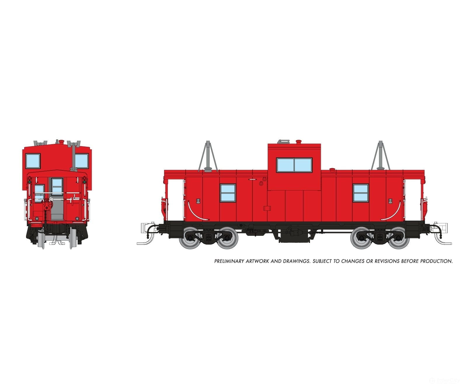 Rapido 510099 N Wide Vision Caboose: Painted Unlettered - Red Freight Cars