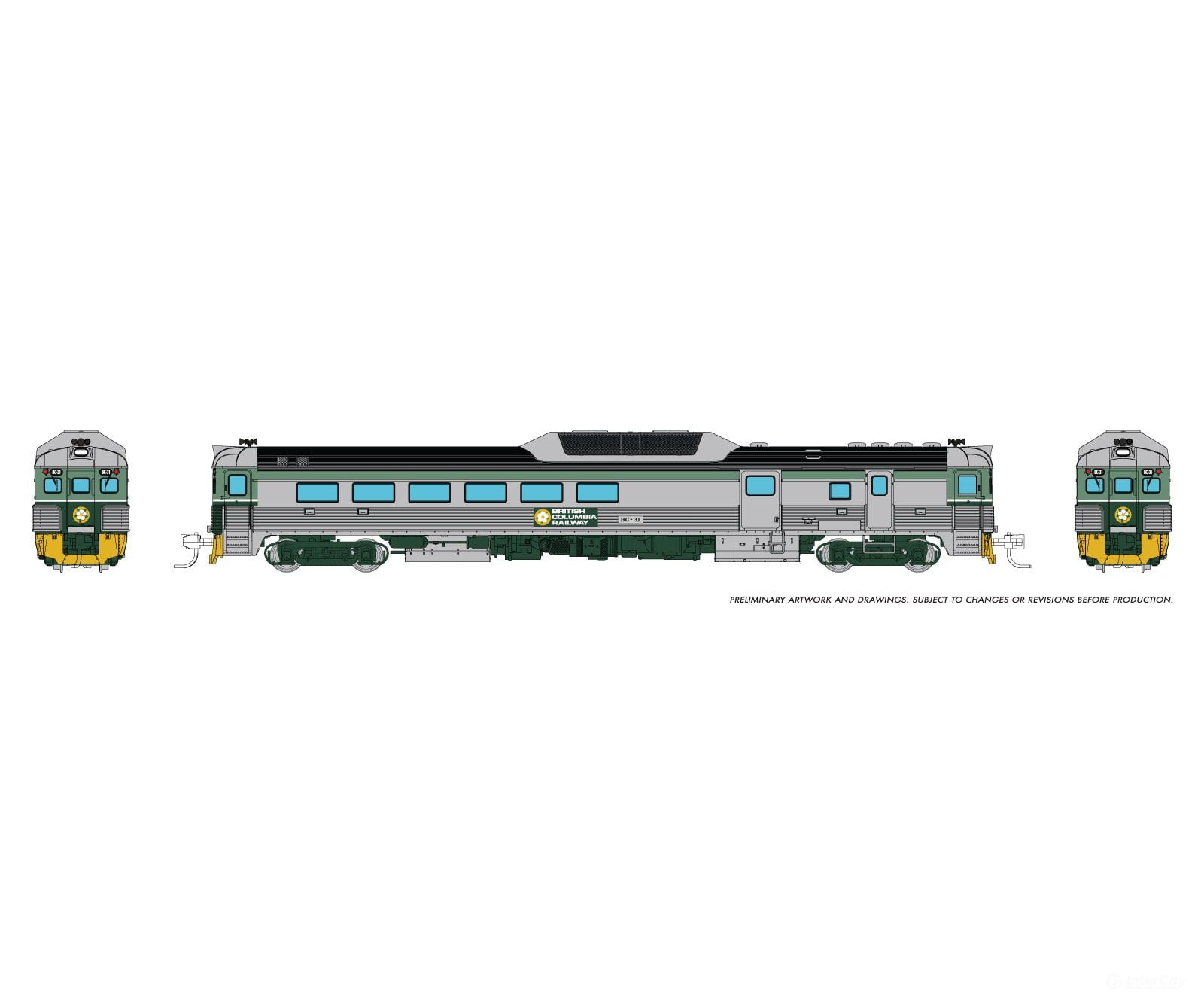Rapido 516051 N Budd RDC-3 (Ph 2) (DC/Silent): BC Rail - Two-tone Green: BC-31 Locomotives