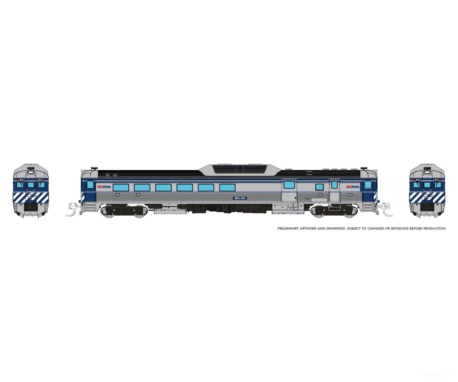 Rapido 516054 N Budd RDC-3 (Ph 2) (DC/Silent): BC Rail - Blue Scheme: BC-33 Locomotives